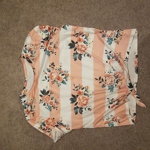 Girls Floral Front Knot Tee